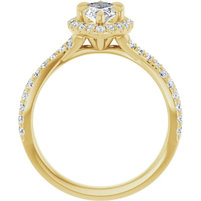 Marquise Twist Halo Style Engagement Ring