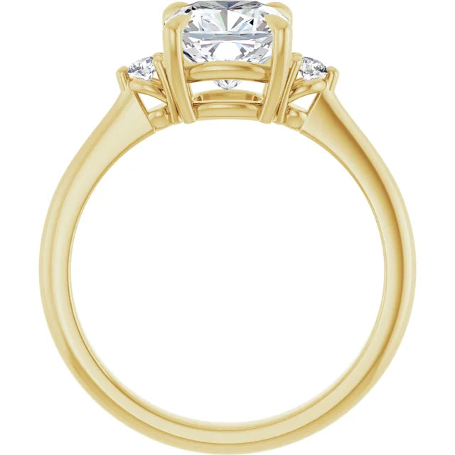 Cushion Yellow Gold Accent Engagement Ring