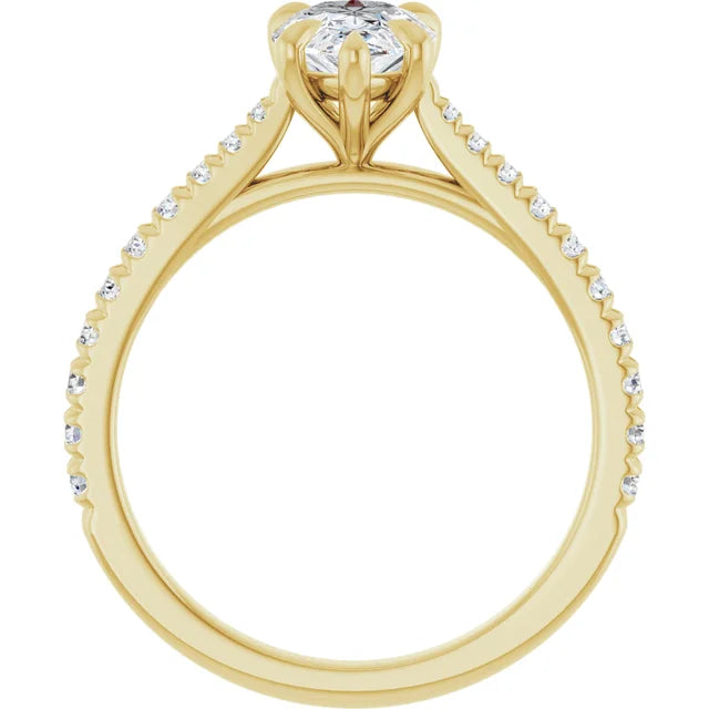 Pear Yellow Gold Claw Set Style Engagement Ring