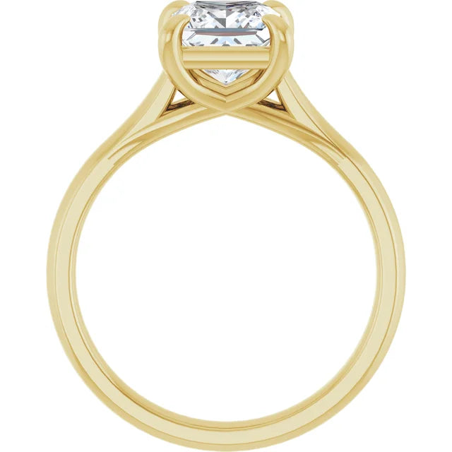 Four Claw Princess Yellow Gold Solitaire Lab Diamond Engagement Ring