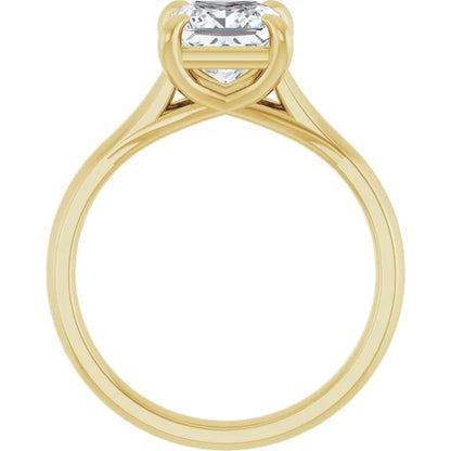 Four Claw Princess Yellow Gold Solitaire Lab Diamond Engagement Ring