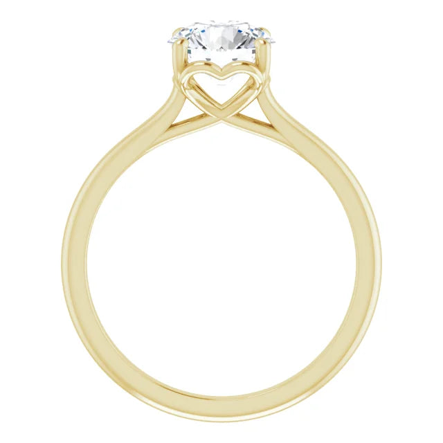 Round Brilliant Yellow Gold Four Claw Solitaire Lab Diamond Engagement Ring 