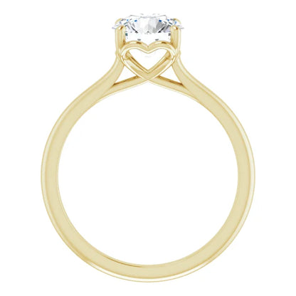 Round Brilliant Yellow Gold Four Claw Solitaire Lab Diamond Engagement Ring 