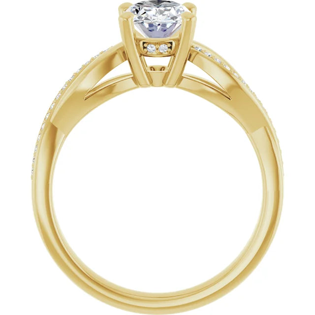 Oval Yellow Gold Claw Set Twist Style Engagement Ring 