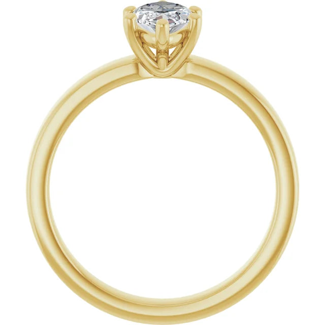Marquise Yellow Gold Wide Band Solitaire Engagement Ring