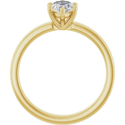 Marquise Yellow Gold Wide Band Solitaire Engagement Ring