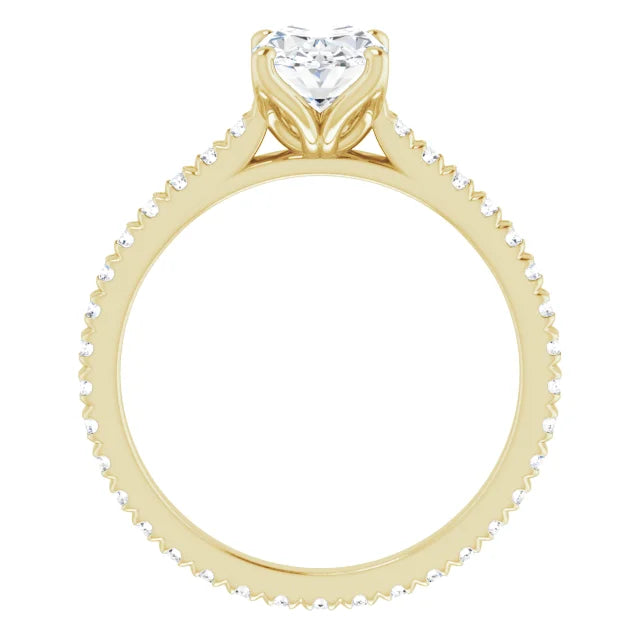 Oval Yellow Gold Claw Set Eternity Style Engagement Ring