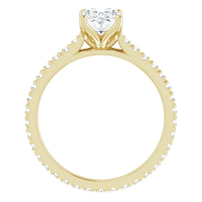 Oval Yellow Gold Claw Set Eternity Style Engagement Ring