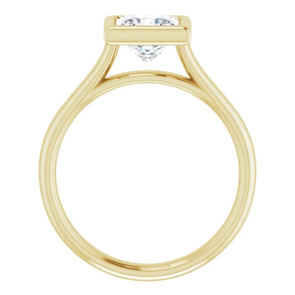 Princess Yellow Gold Solitaire Bezel Lab Diamond Engagement Ring