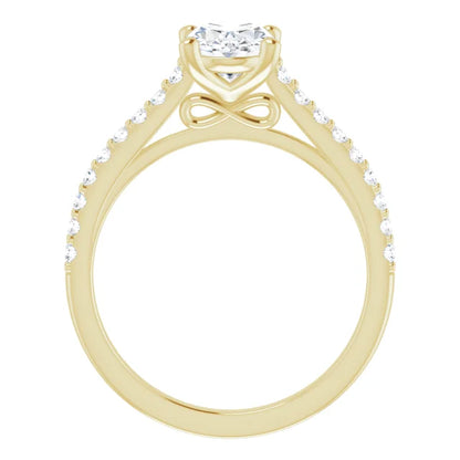 Oval Yellow Gold Pave Style Lab Diamond Engagement Ring 
