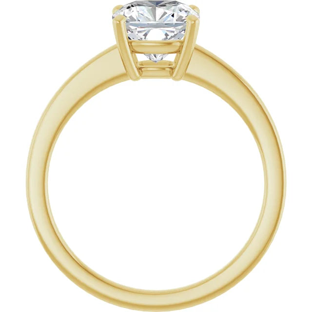 Cushion Yellow Gold Solitaire Style Engagement Ring