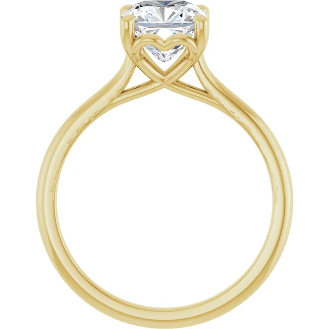 Cushion Yellow Gold Four Claw Solitaire Lab Diamond Engagement Ring 