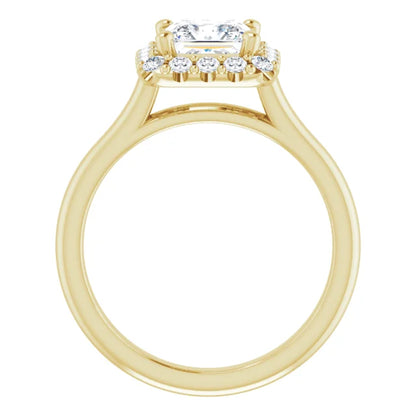 Princess Halo Solitaire Yellow Gold Lab Diamond Engagement Ring 
