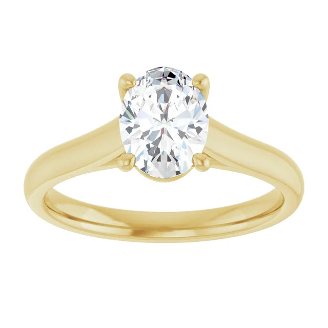 Four Claw Oval Solitaire Engagement Ring