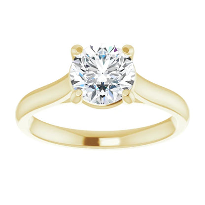 Four Claw Round Brilliant Yellow Gold Solitaire Lab Diamond Engagement Ring