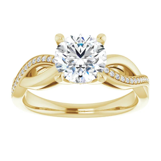 Round Brilliant Yellow Gold Claw Set Twist Style Engagement Ring 