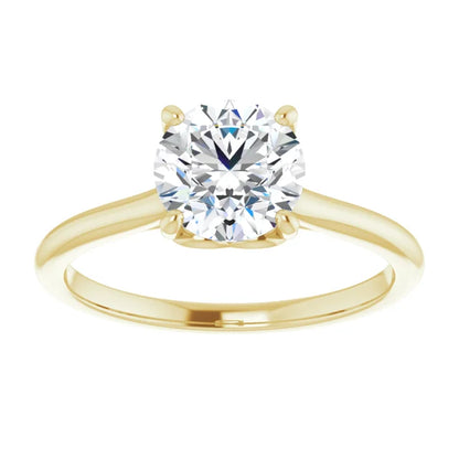 Round Brilliant Yellow Gold Four Claw Solitaire Lab Diamond Engagement Ring 