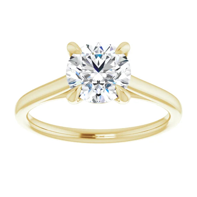 Round Brilliant Yellow Gold Four Claw Solitaire Lab Diamond Engagement Ring 