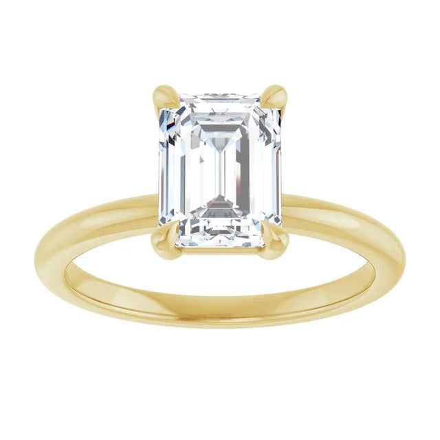 Emerald Yellow Gold Solitaire Engagement Ring