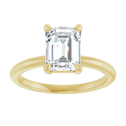 Emerald Yellow Gold Solitaire Engagement Ring