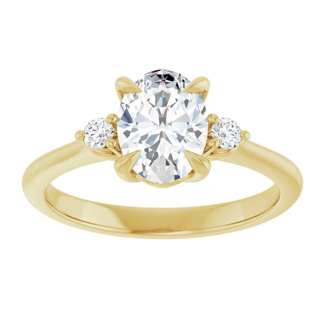 Oval Yellow Gold Accent Engagement Ring