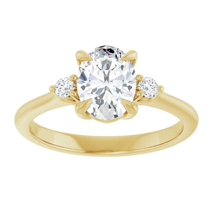 Oval Yellow Gold Accent Engagement Ring