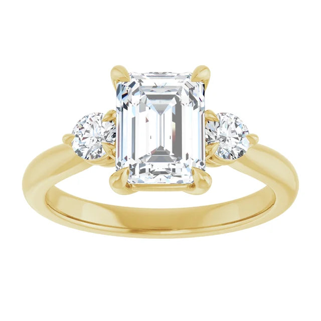 Emerald Yellow Gold Accent Engagement Ring