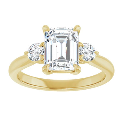 Emerald Yellow Gold Accent Engagement Ring