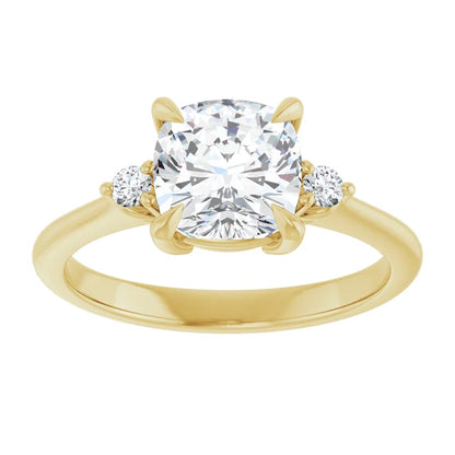 Cushion Yellow Gold Accent Engagement Ring