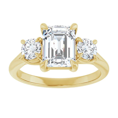 Emerald Yellow Gold Accent Engagement Ring