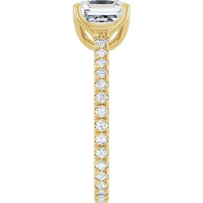 Asscher Yellow Gold Claw Set Eternity Style Engagement Ring