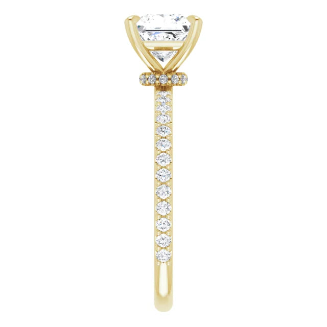 Princess Yellow Gold Claw Set Style Engagement Ring 