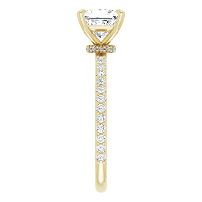 Princess Yellow Gold Claw Set Style Engagement Ring 