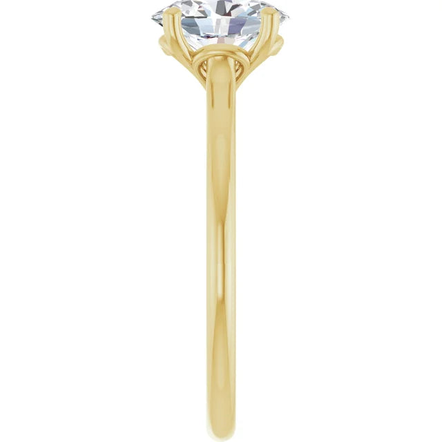 Oval Yellow Gold Four Claw Solitaire Lab Diamond Engagement Ring 