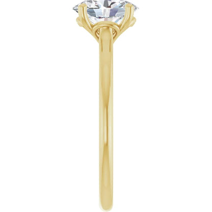 Oval Yellow Gold Four Claw Solitaire Lab Diamond Engagement Ring 