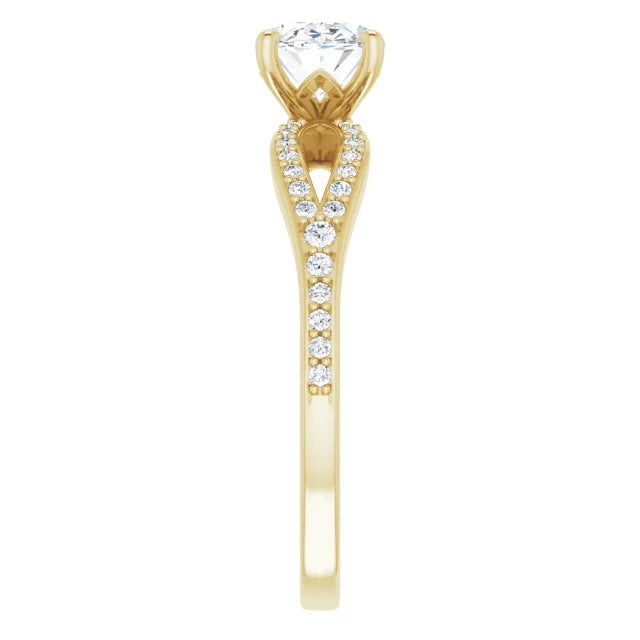 Oval Yellow Gold East West Style Engagement Ring
