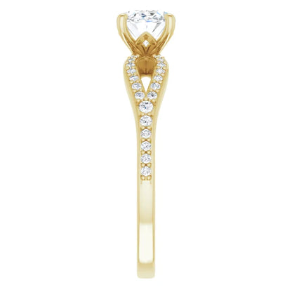 Oval Yellow Gold East West Style Engagement Ring