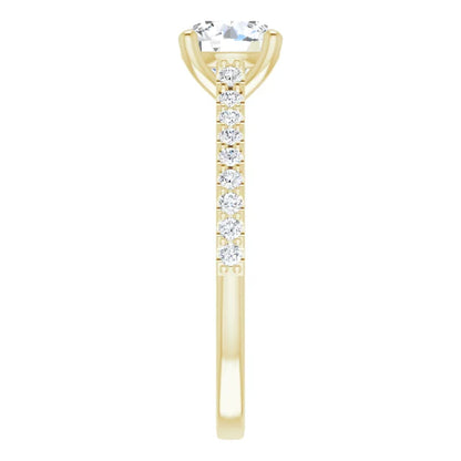 Round Brilliant Yellow Gold Pave Style Lab Diamond Engagement Ring 