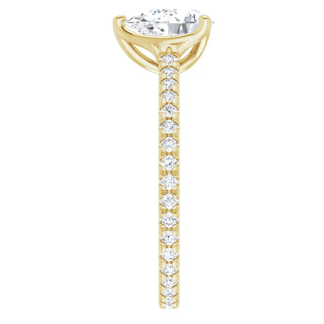 Pear Yellow Gold Claw Set Eternity Style Engagement Ring