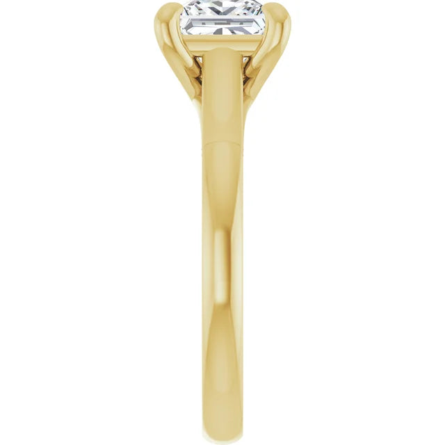 Four Claw Princess Yellow Gold Solitaire Lab Diamond Engagement Ring