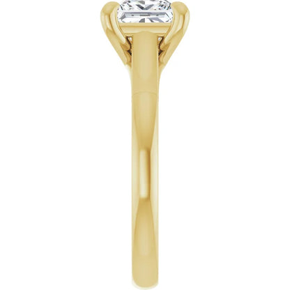 Four Claw Princess Yellow Gold Solitaire Lab Diamond Engagement Ring