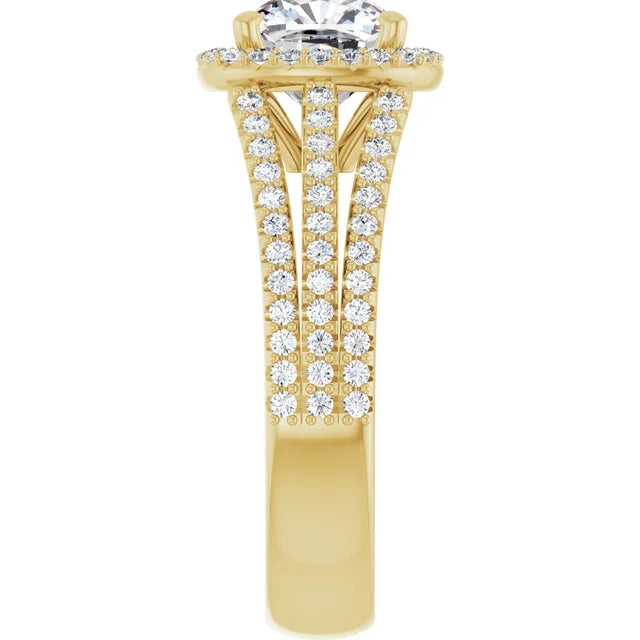 Cushion Yellow Gold Halo Style Engagement Ring