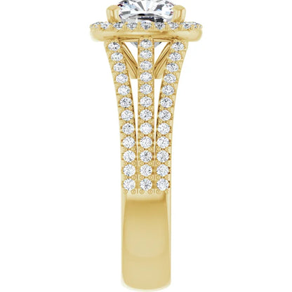Cushion Yellow Gold Halo Style Engagement Ring