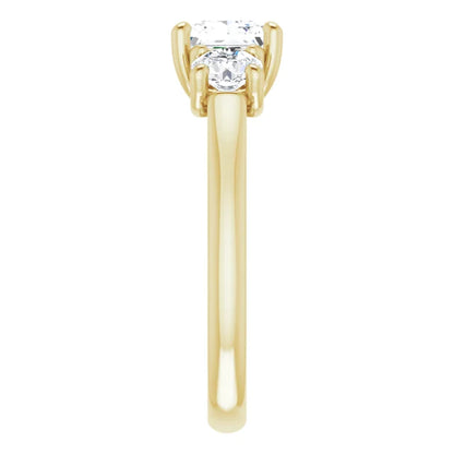 Princess Yellow Gold Tri Stone Lab Diamond Engagement Ring