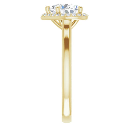 Heart Halo Solitaire Lab Diamond Engagement Ring Yellow Gold. 