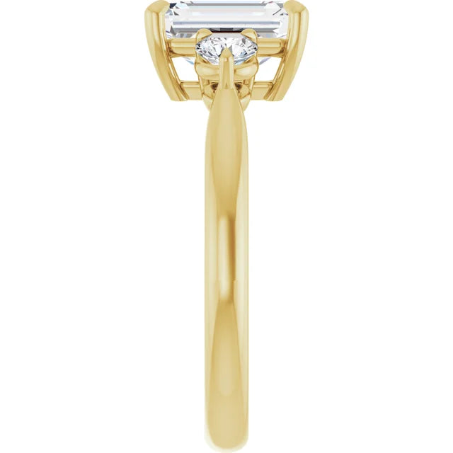 Emerald Yellow Gold Accent Engagement Ring