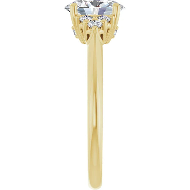 2.50ct Oval Moissanite Antique Accent Engagement Ring
