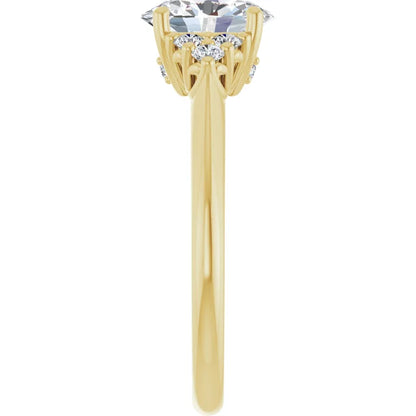 2.50ct Oval Moissanite Antique Accent Engagement Ring