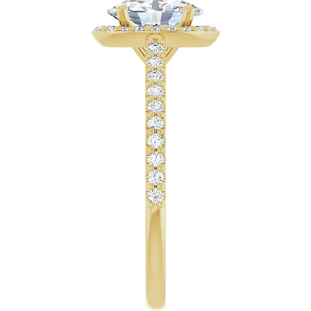 Oval Yellow Gold Halo Lab Diamond Engagement Ring 