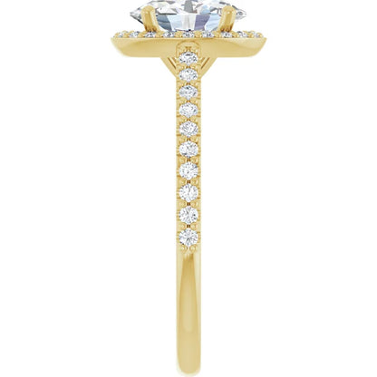 Oval Yellow Gold Halo Lab Diamond Engagement Ring 